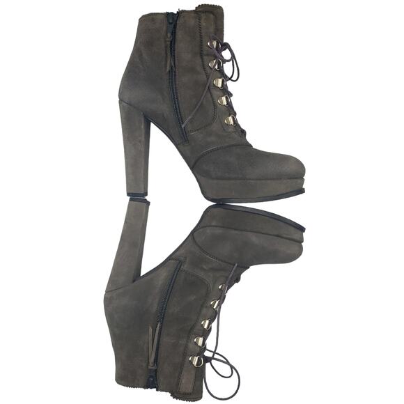 RARE STUART WEITZMAN Casadei Suede platform Combat Boots SZ 7 - Picture 7 of 9